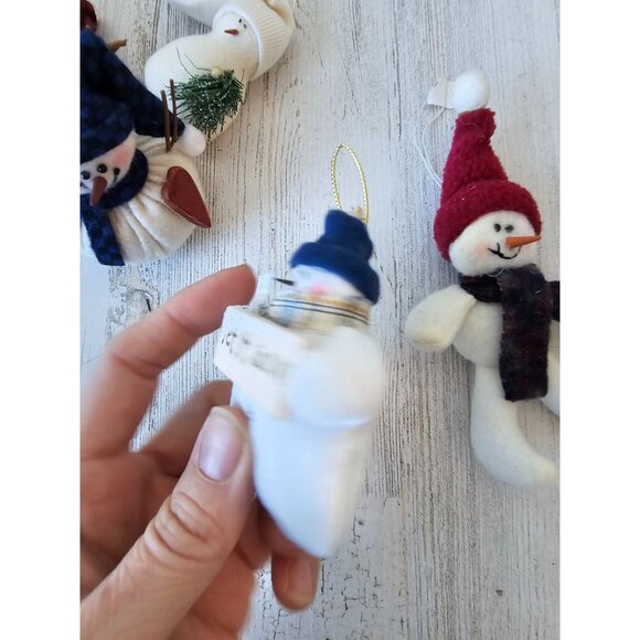 Plush folk art snowman set tree Xmas heart decor shabby chic - Picture 9 of 11